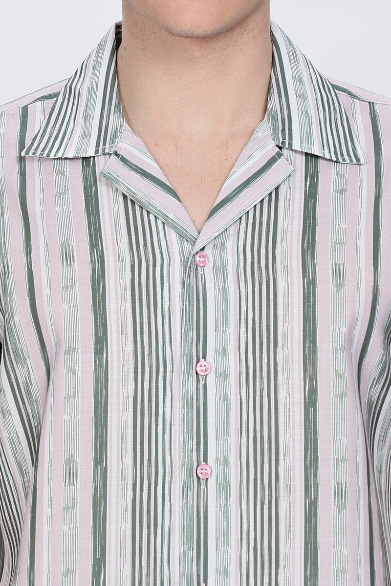 Regular Fit Printed Button Down Collar Casual Shirt Retro Men-2