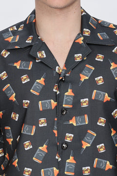 Bottle Printed Casual Cotton Shirt Retro Men-6