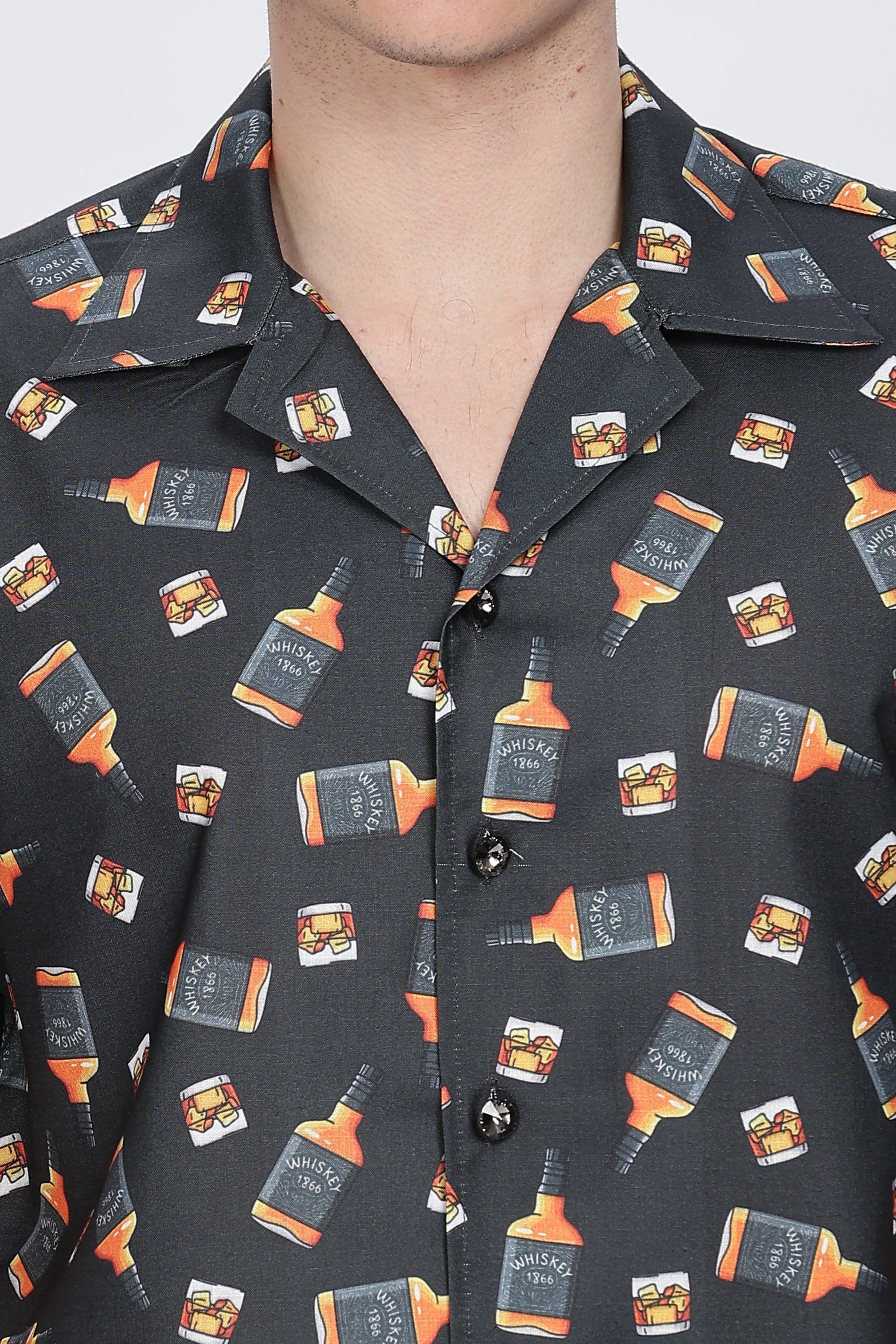 Bottle Printed Casual Cotton Shirt Retro Men-6