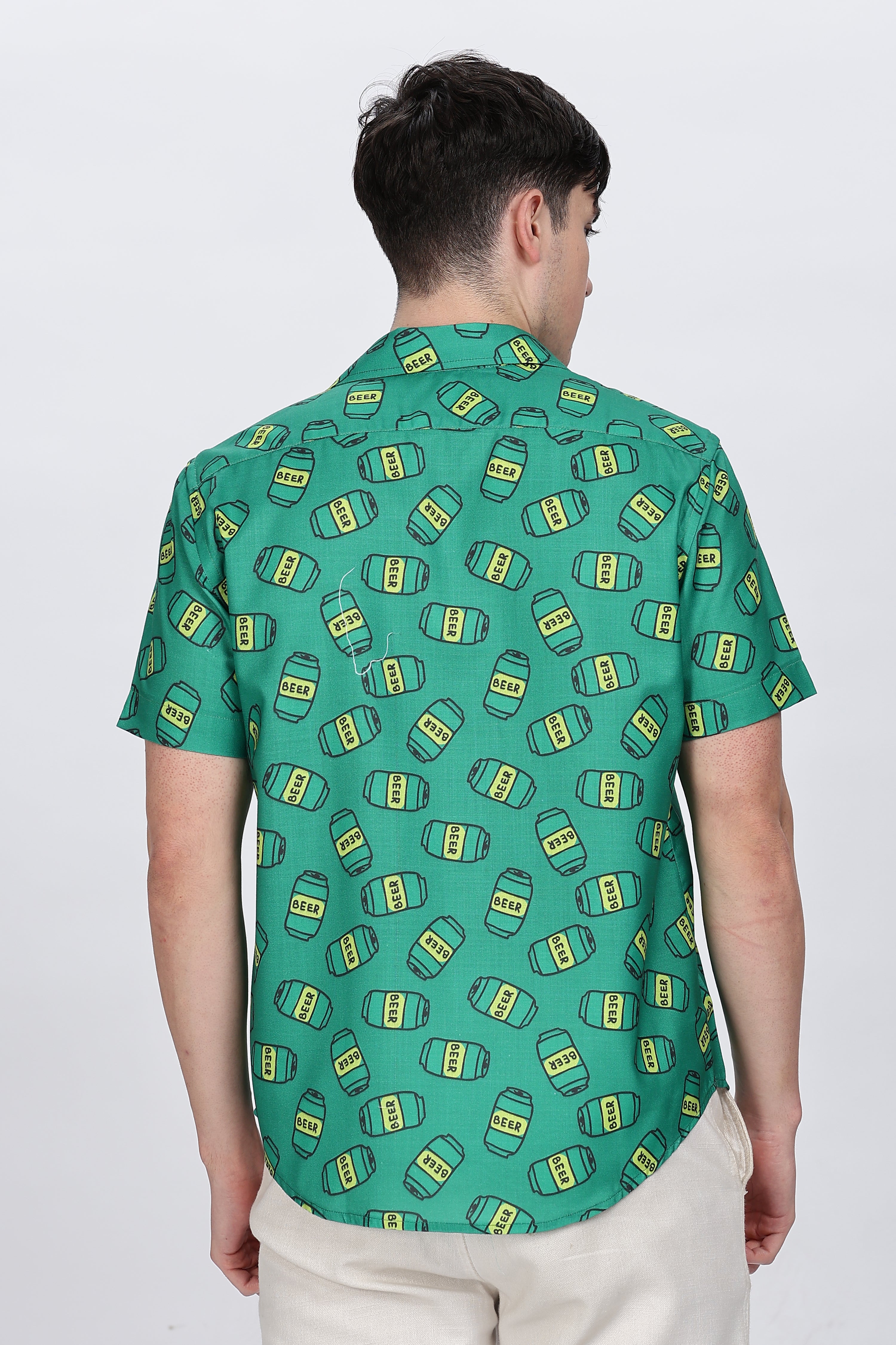 Regular Fit Printed Cuban Collar Casual Shirt Retro Men-4