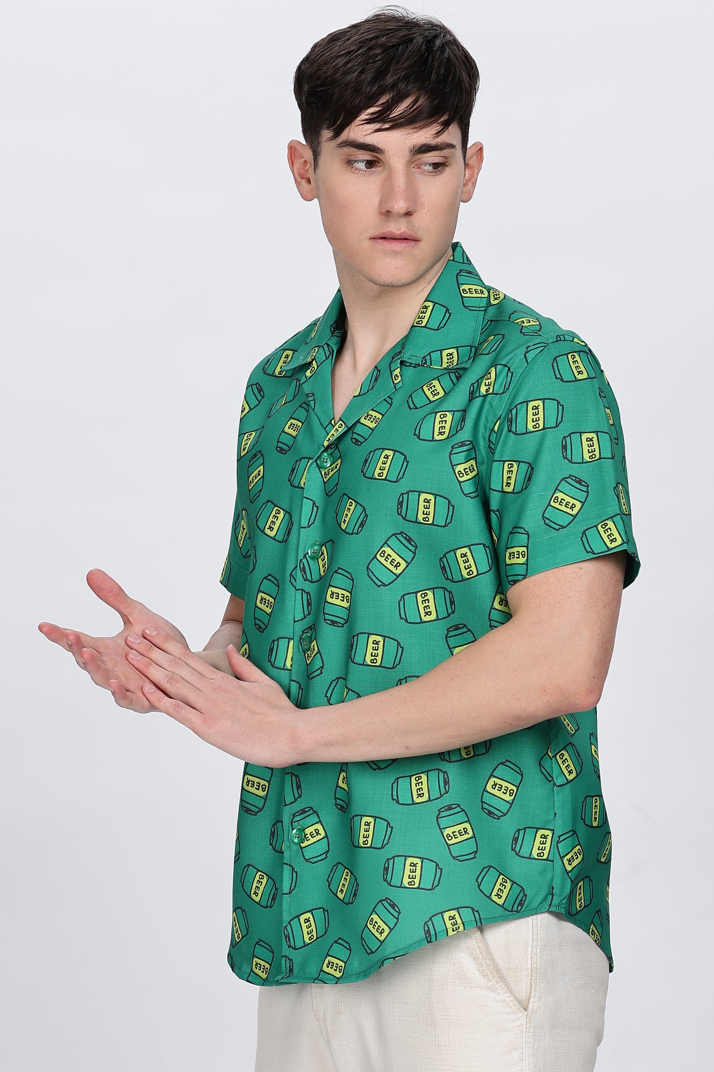 Regular Fit Printed Cuban Collar Casual Shirt