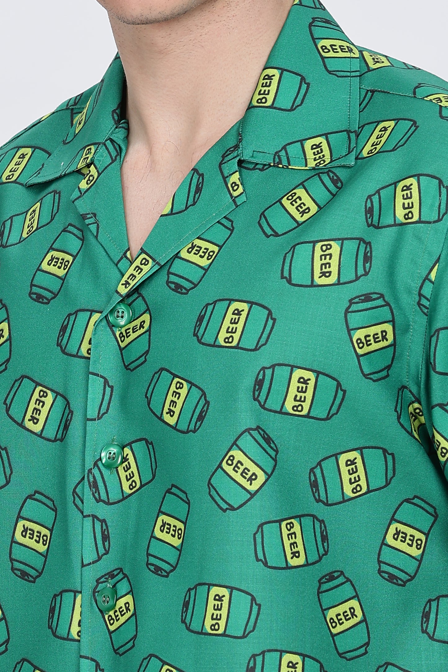 Regular Fit Printed Cuban Collar Casual Shirt