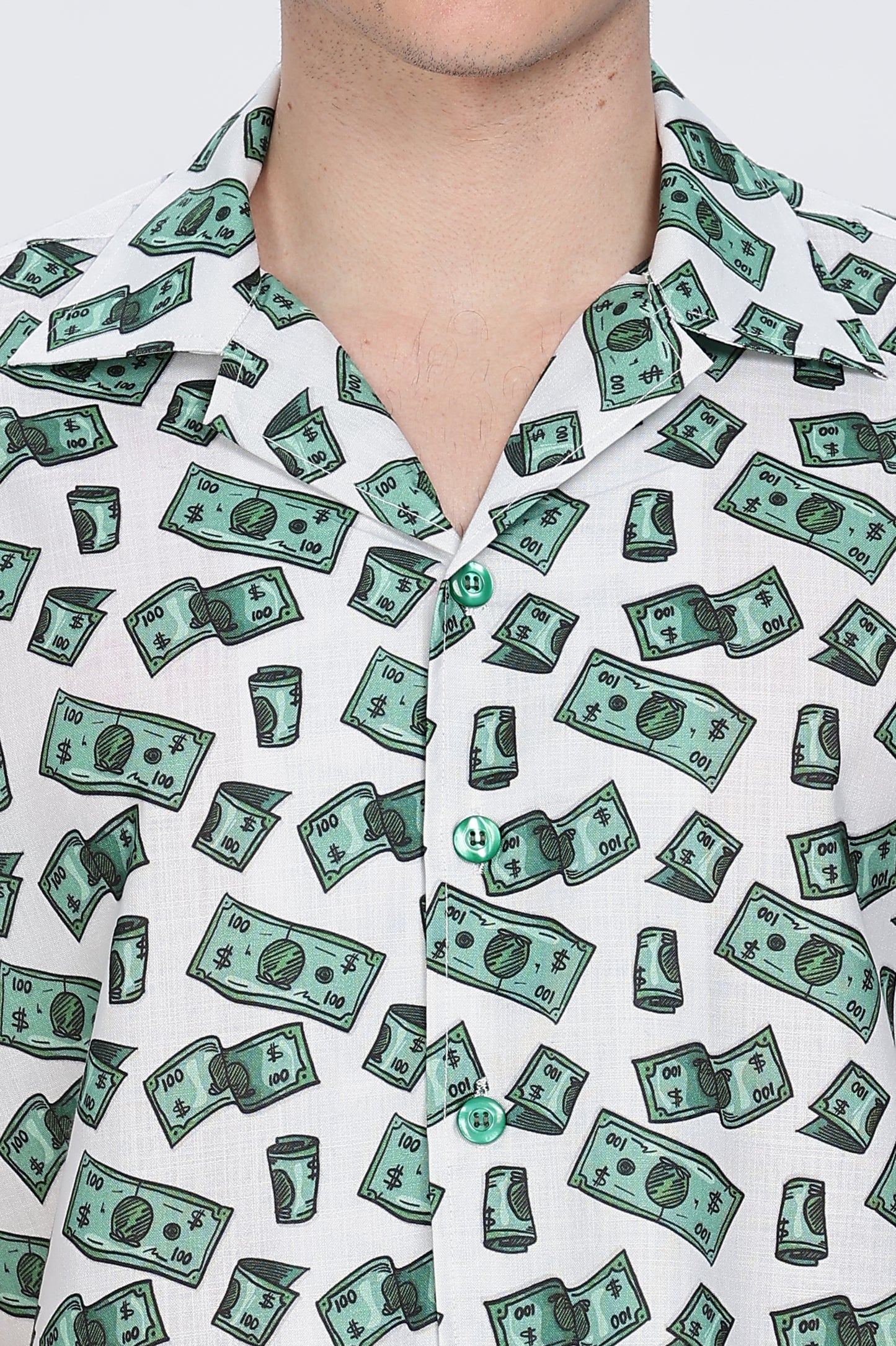 Men Printed Cuban Collar Shirt