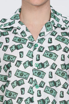 Mens Money Printed Cuban Collar Shirt Retro Men-4
