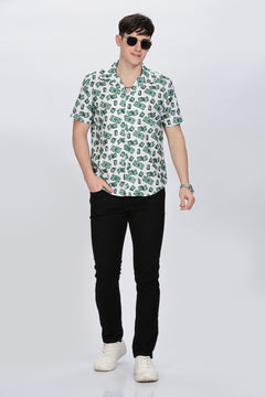 Mens Money Printed Cuban Collar Shirt Retro Men-3