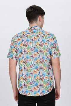 Vacation Shirt Mens Cuban Collar Retro Men-4