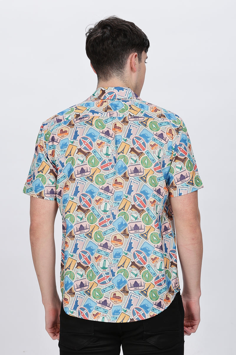 Vacation Shirt Mens Cuban Collar Retro Men-4