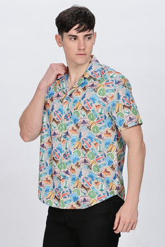 Vacation Shirt Mens Cuban Collar Retro Men-6