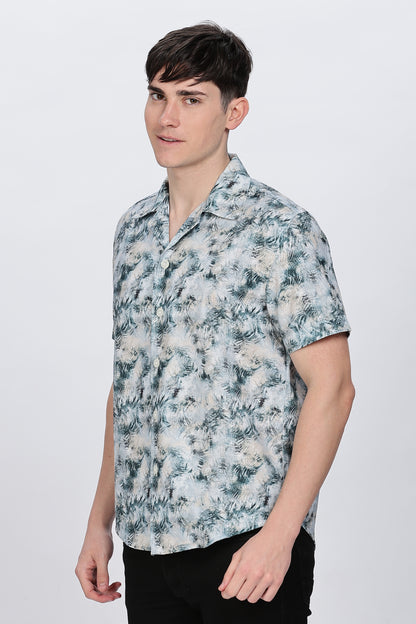 Regular Fit Printed Cuabn Collar Shirt