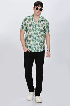 Leaf Printed Collar Casual Shirt Retro Men-8