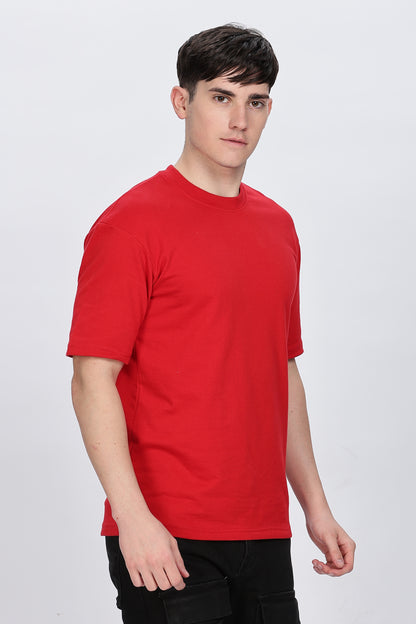 Men Graphic Print Round Neck Cotton Blend Red T-Shirt