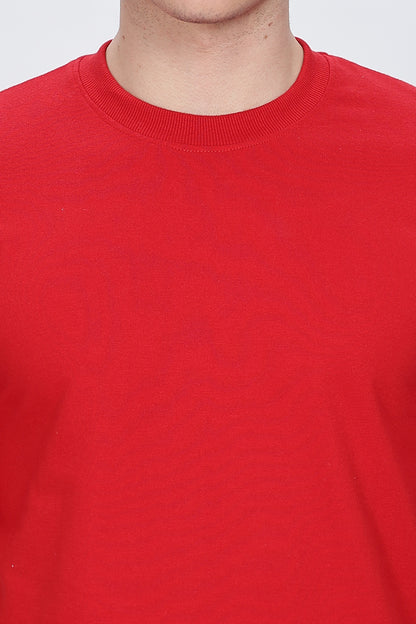 Men Graphic Print Round Neck Cotton Blend Red T-Shirt