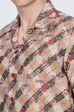 Mens Regular Fit Brown Casual Shirt Retro Men-8