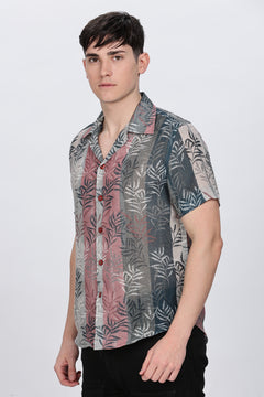 Relaxed Fit Linen Printed Shirt Retro Men-4