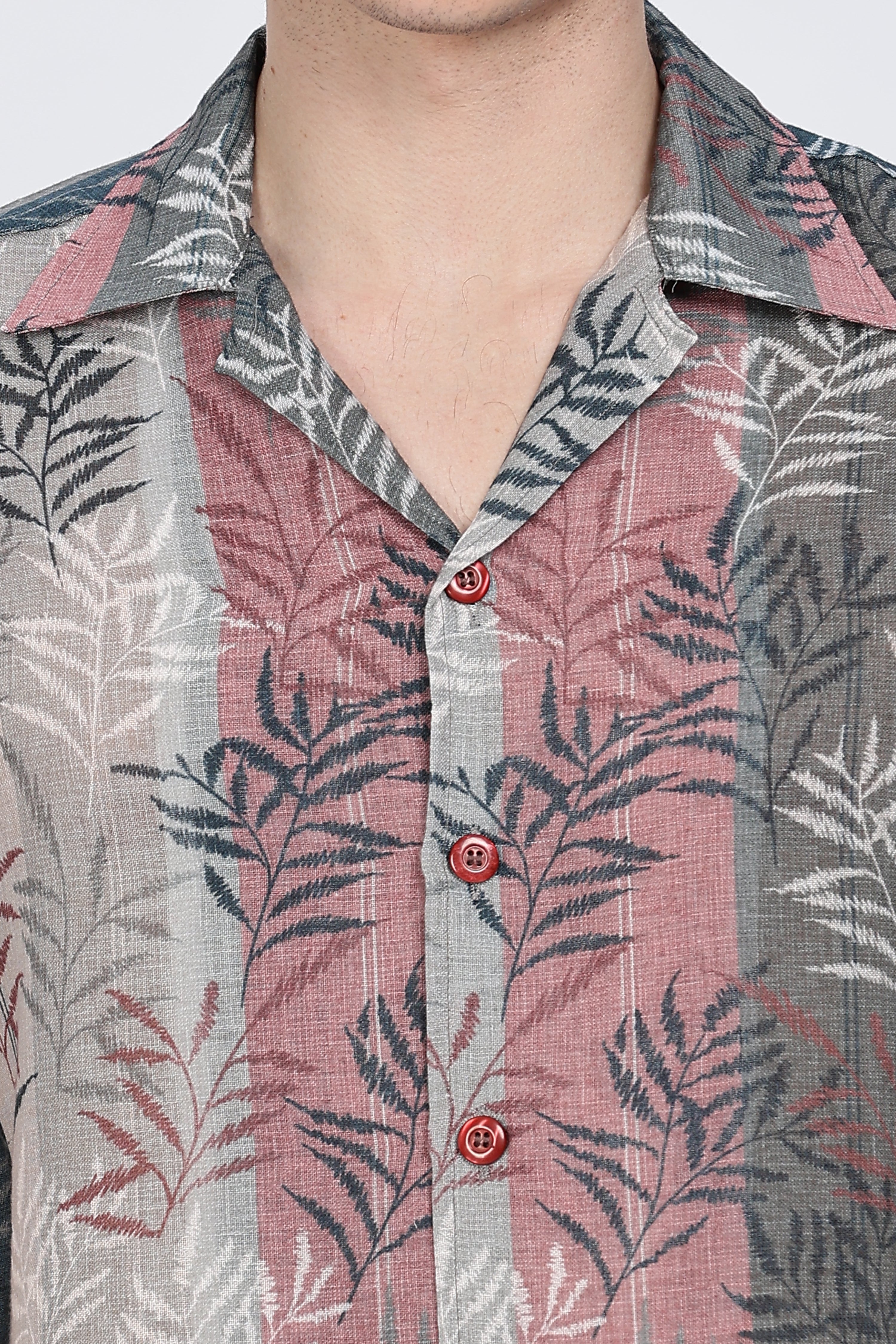 Relaxed Fit Linen Printed Shirt Retro Men-6