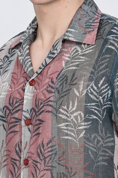 Relaxed Fit Linen Printed Shirt Retro Men-7