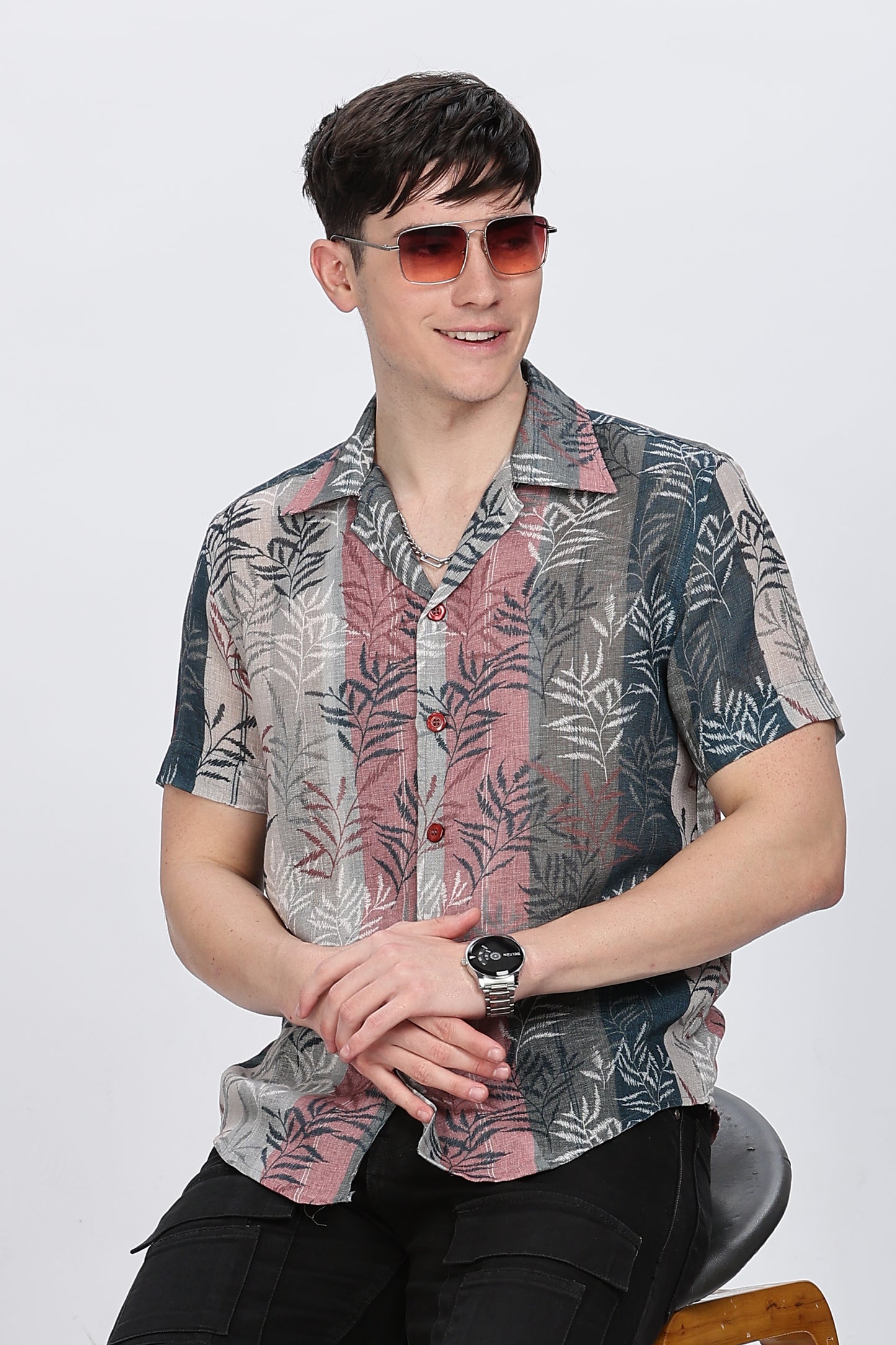Relaxed Fit Linen Printed Shirt