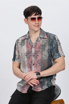 Relaxed Fit Linen Printed Shirt Retro Men-1