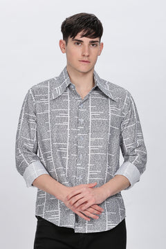 Regular Fit News Paper Printed Full Sleeve Collar Casual Shirt Retro Men-3