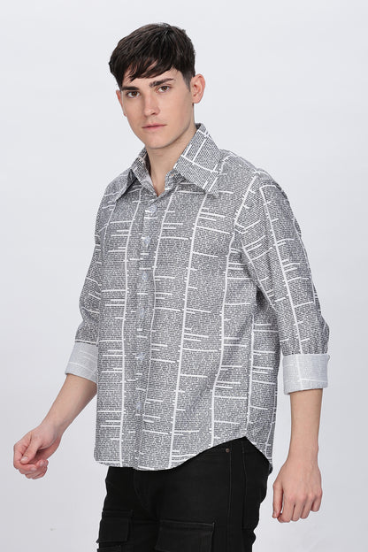 Men Regular Fit Printed Full Sleeve Collar Casual Shirt