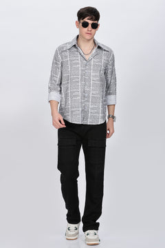 Regular Fit News Paper Printed Full Sleeve Collar Casual Shirt Retro Men-8