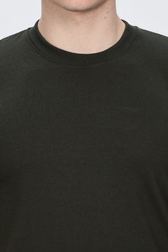 Printed Men Round Neck Dark Green T-Shirt Retro Men-7