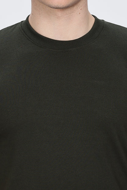 Printed Men Round Neck Dark Green T-Shirt