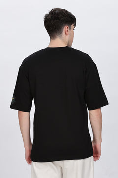 Graphic Print Round Neck Cotton Black T-Shirt Retro Men-5