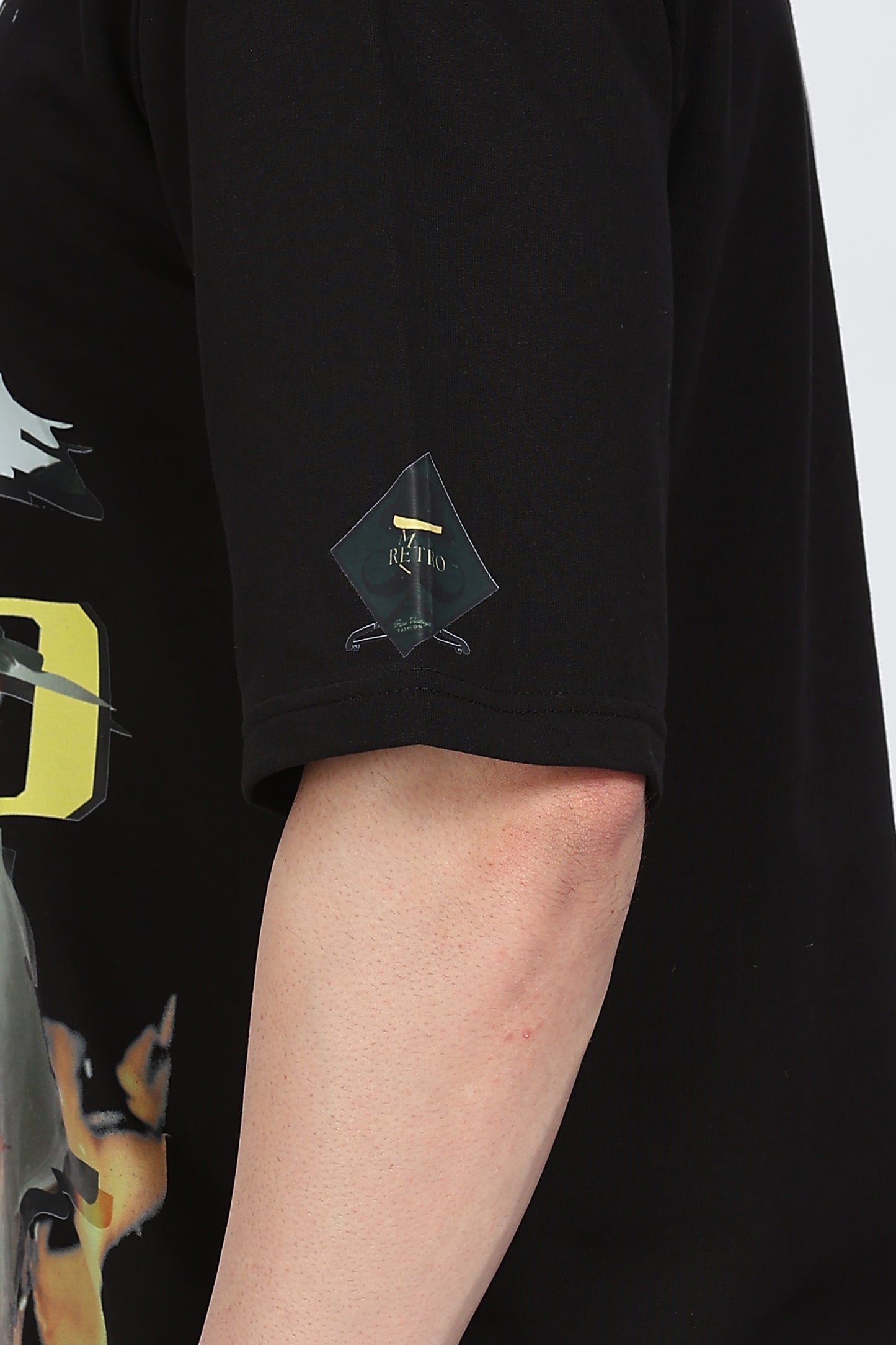 Men Graphic Print Round Neck Cotton Blend Black T-Shirt