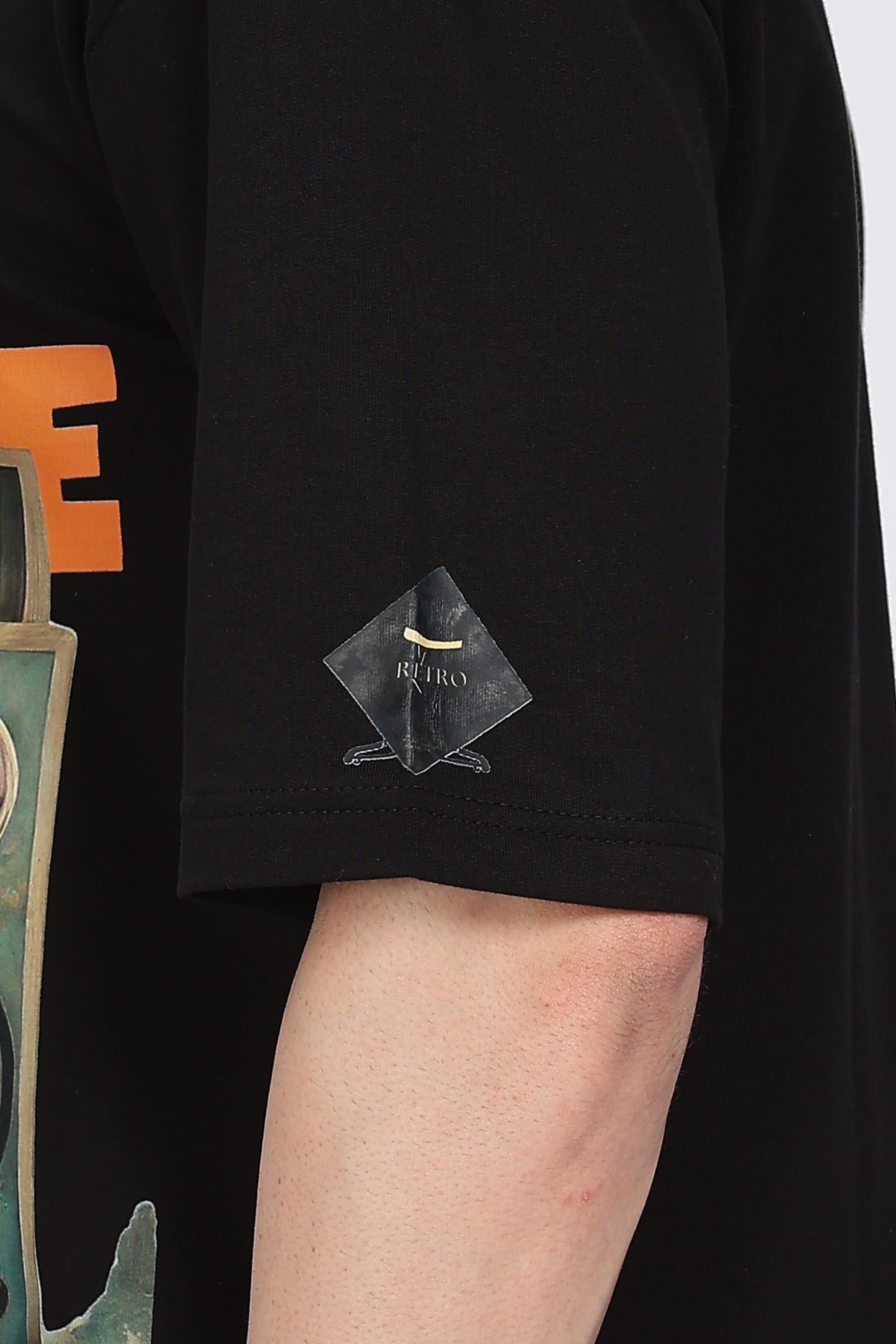 Printed Men Round Neck Black T-Shirt