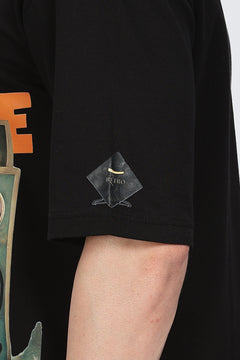 Printed Men Round Neck Black T-Shirt Retro Men-7
