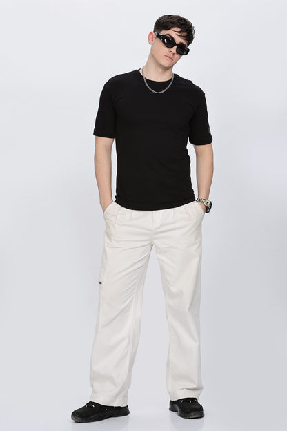 Printed Men Round Neck Black T-Shirt