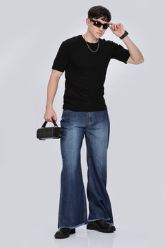 Relaxed Fit Blue Jeans – Bell Bottom | Flared Cut 1970 Retro Men-2