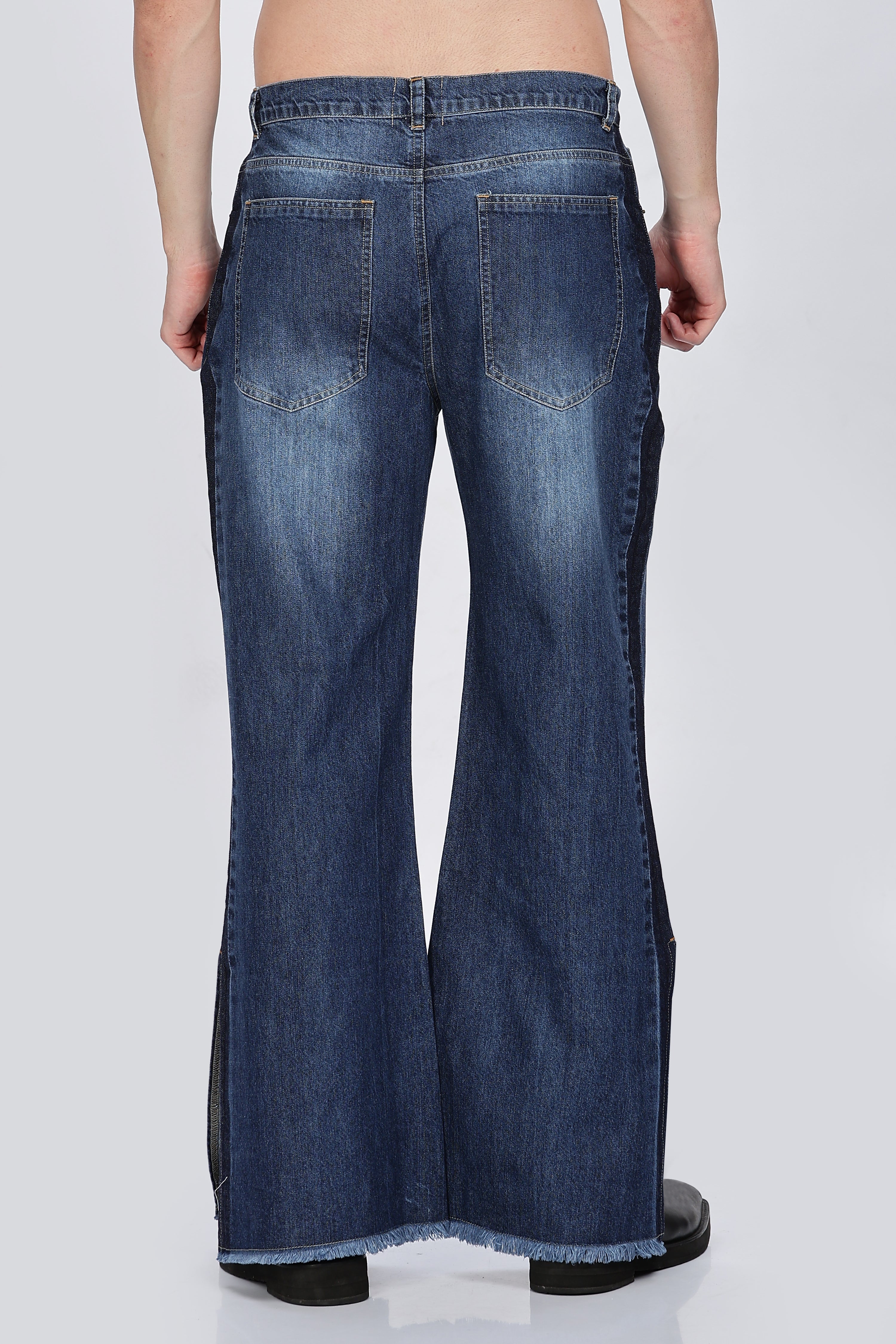 Relaxed Fit Blue Jeans – Bell Bottom | Flared Cut 1970 Retro Men-4