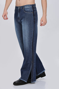 Relaxed Fit Blue Jeans – Bell Bottom | Flared Cut 1970 Retro Men-7
