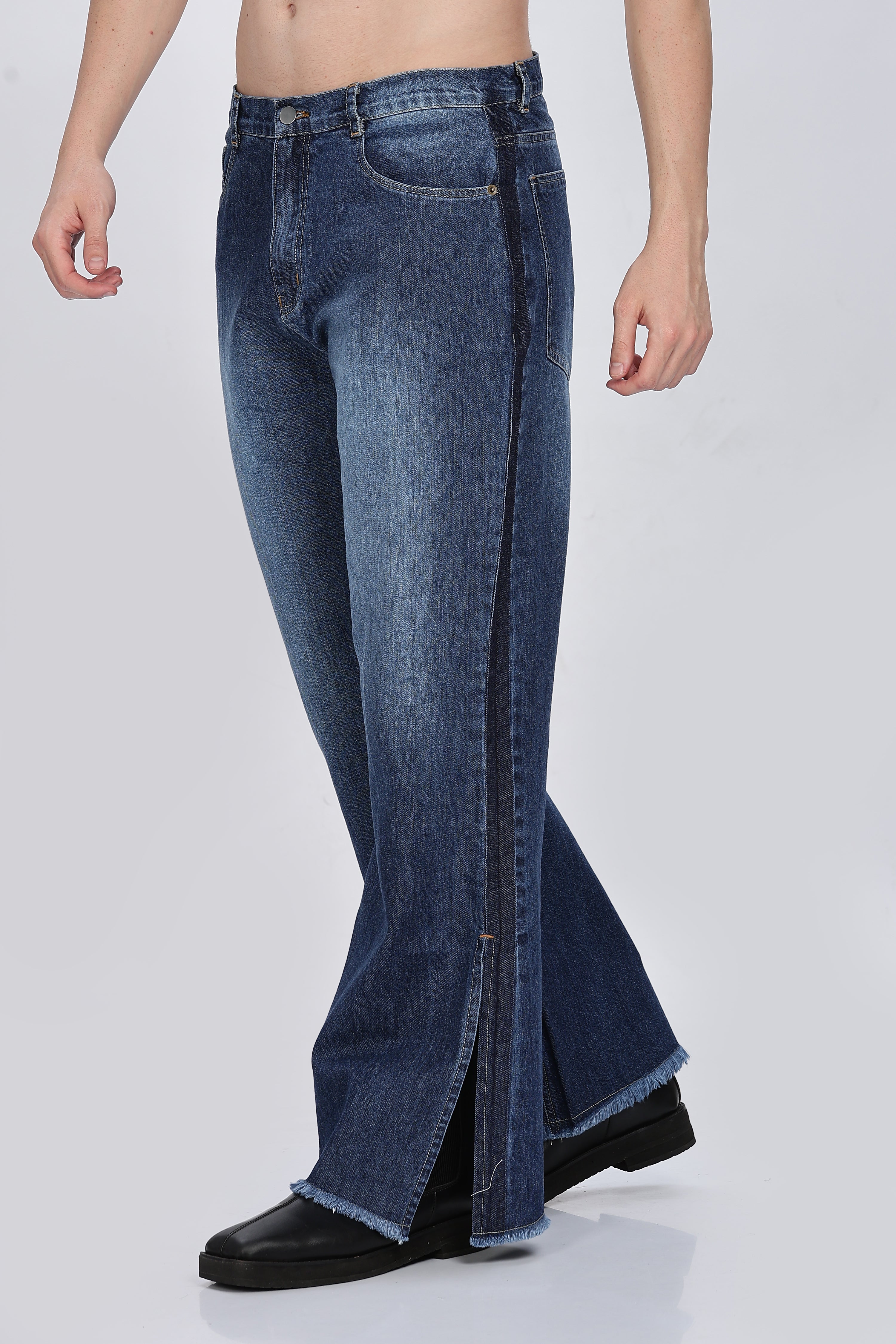 Relaxed Fit Blue Jeans – Bell Bottom | Flared Cut 1970 Retro Men-7