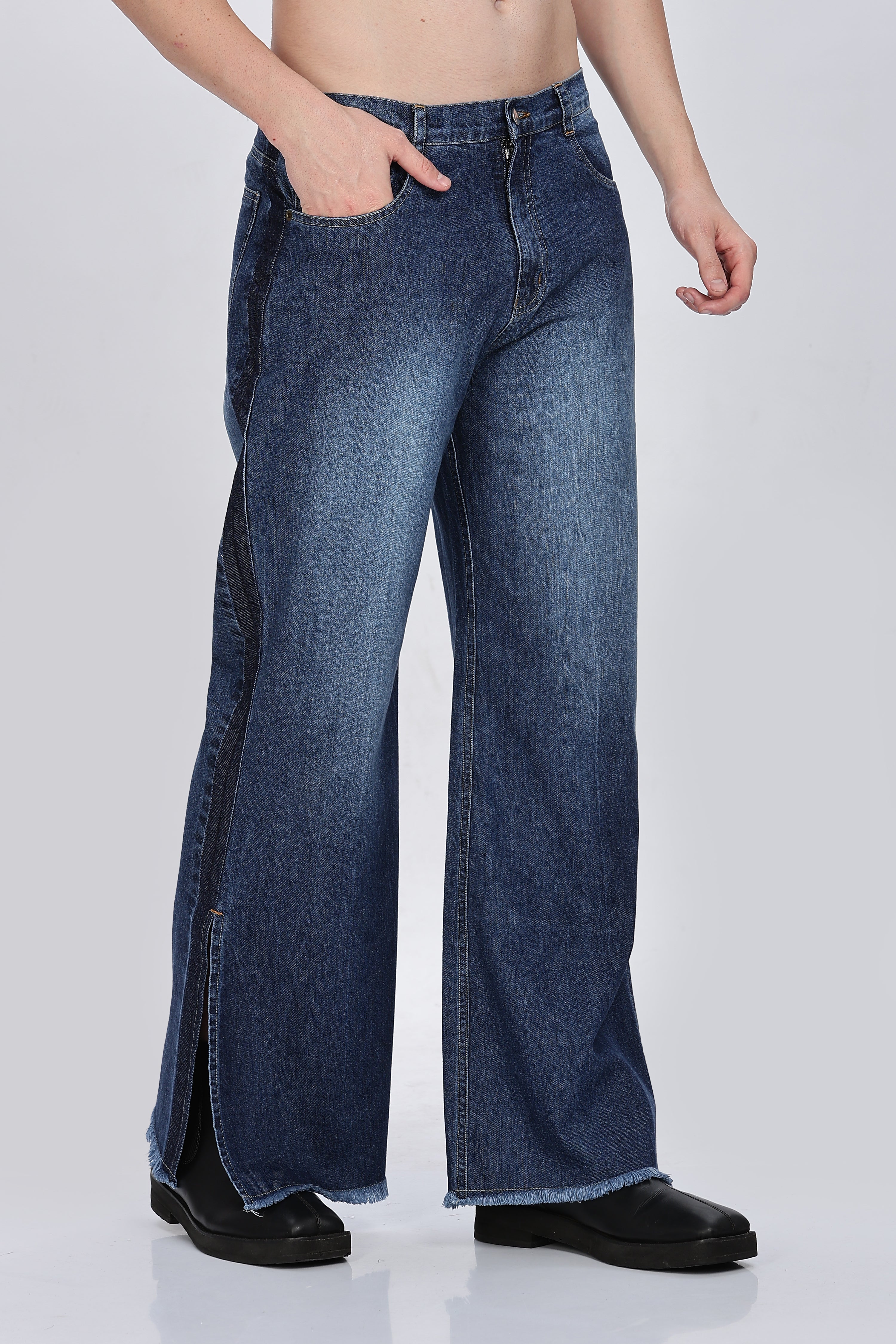 Relaxed Fit Blue Jeans – Bell Bottom | Flared Cut 1970 Retro Men-8