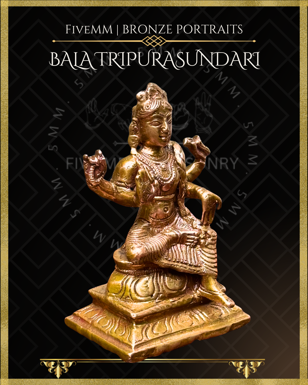 Bala Tripurasundari/ Balambika Panchaloha Bronze Icon -3.5" - Polished finish
