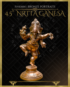 Nrtta(Dancing) Ganesa Panchaloha Bronze Icon - 4.5" -Antique finish