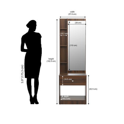 Nilkamal Bergen Dresser with Mirror (Classic Walnut)
