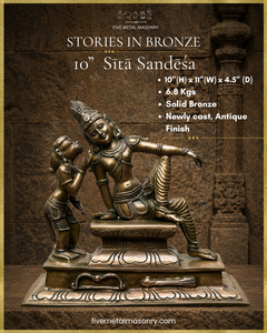 Rama and Hanuman in Sita Sandesa | Panchaloha Bronze Icon - 10" | Stories in Bronze Collection | Made to Order