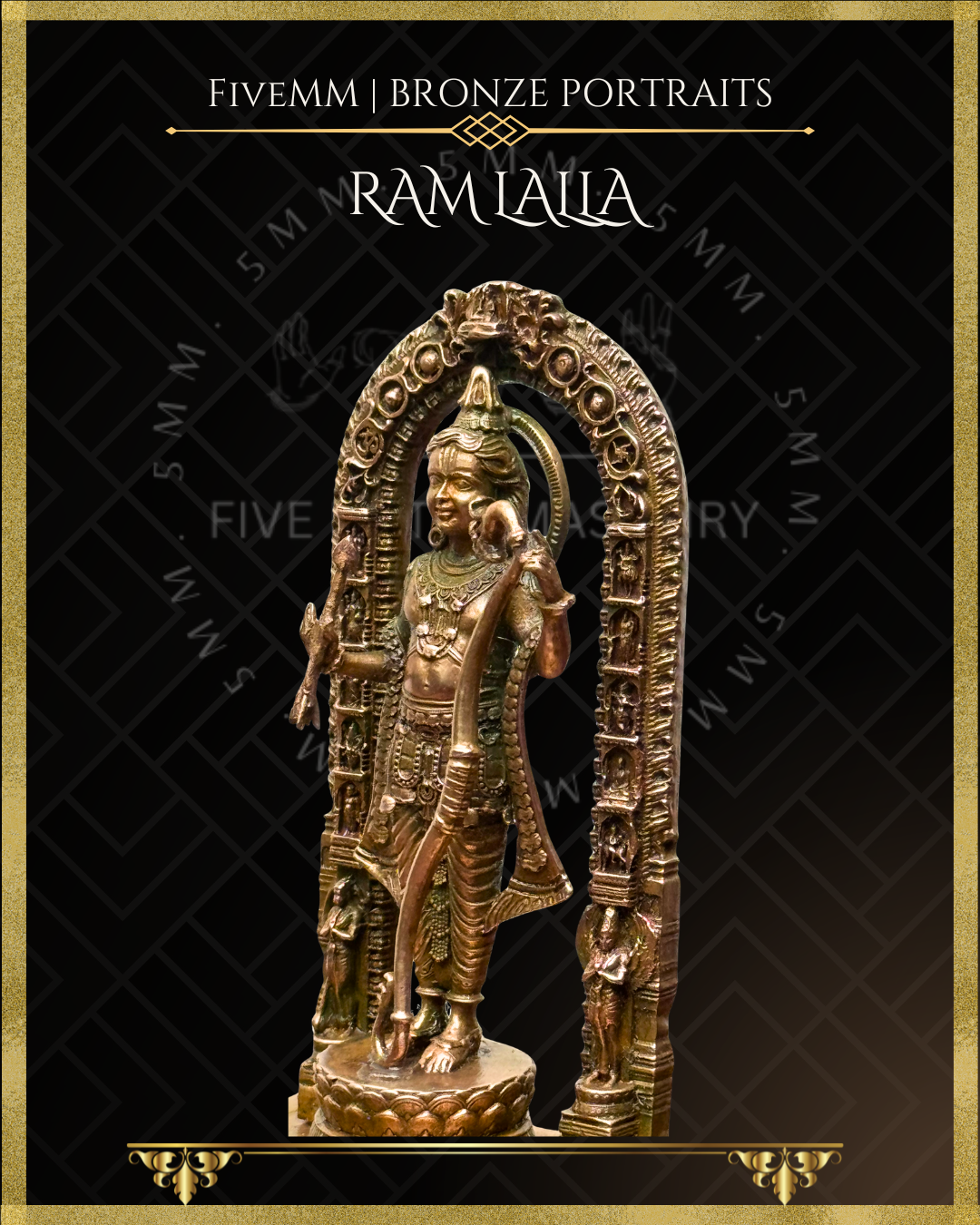 Ayodhya Ramlalla Panchaloha Bronze Icon - 6" with arch