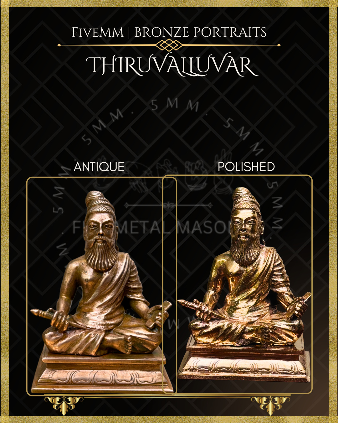 Thiruvalluvar- Tamil Poet and Sage - Panchaloha Bronze Icon -3.5" - Antique finish