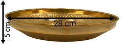 Handcrafted Brass Pooja Thali Peetal Aarti Plate Pittal Puja Thambalam Traditional Pital Worship Thali,Gold, 11.02 Inch, 1 Piece