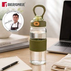 Bergner Borosilicate Glass Water Bottle (600ml), Leakproof