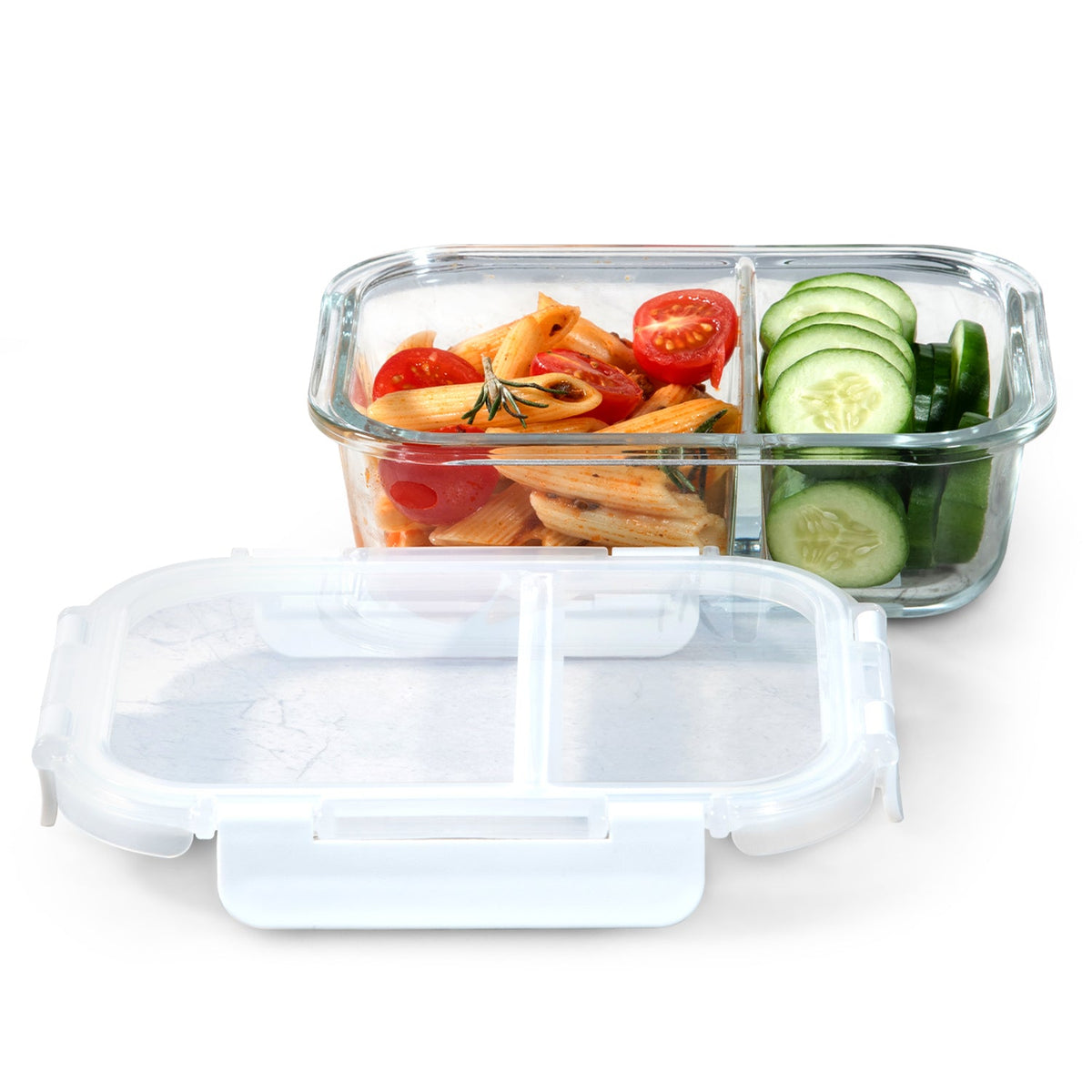 Bergner Borosilicate Glass Food Container/Lunch Box 580ml with two Compartment
