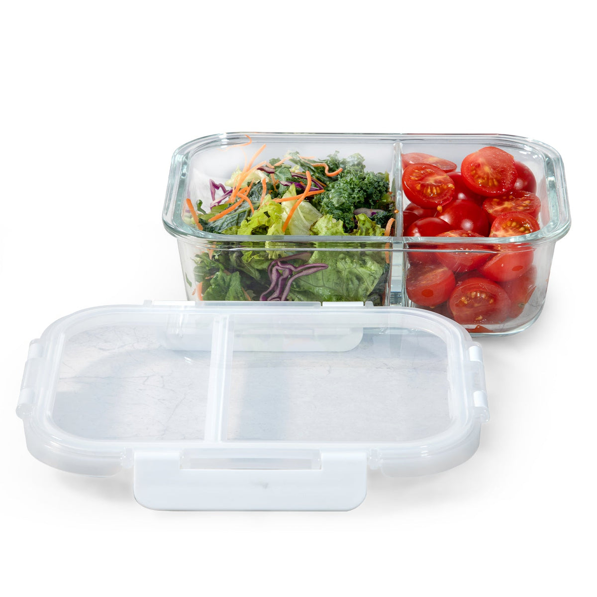 Bergner Borosilicate Glass Food Container/Lunch Box 980ml with two Compartment