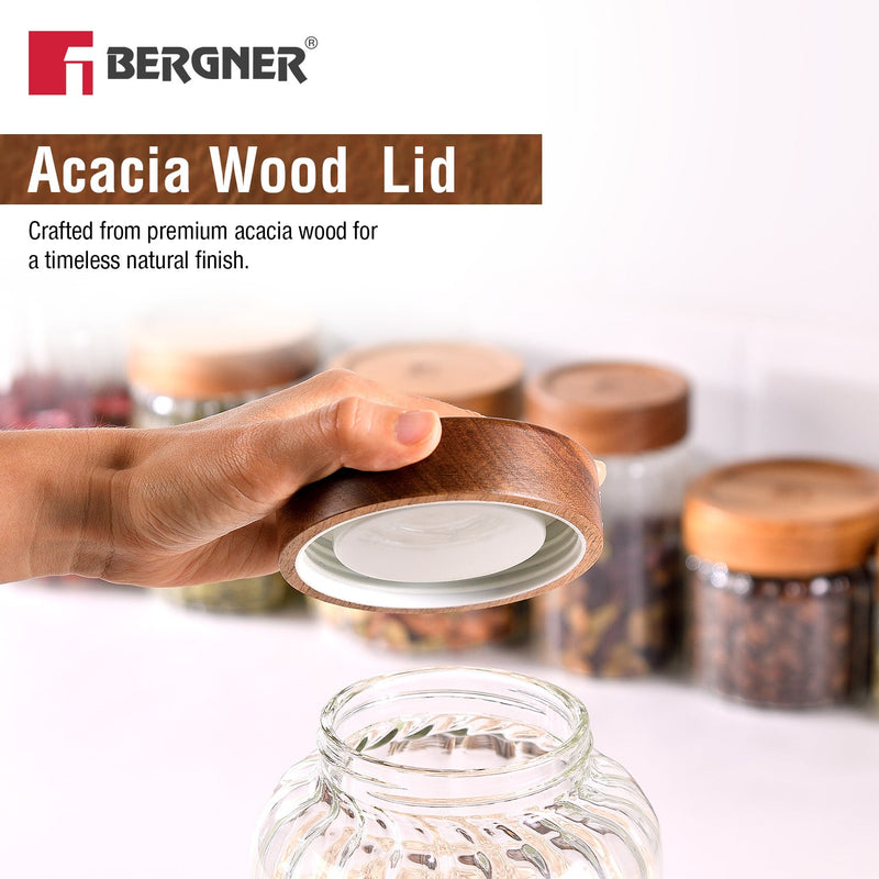 Bergner Acadia Borosiliate  Stripe Design Glass Jar (2600ml)
