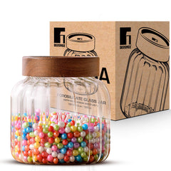 Bergner Acadia Borosiliate  Stripe Design Glass Jar (1300ml)