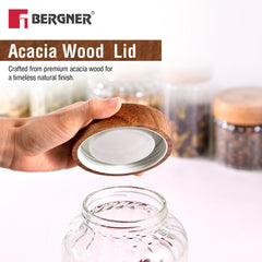 Bergner Acadia Borosiliate  Stripe Design Glass Jar (1300ml)